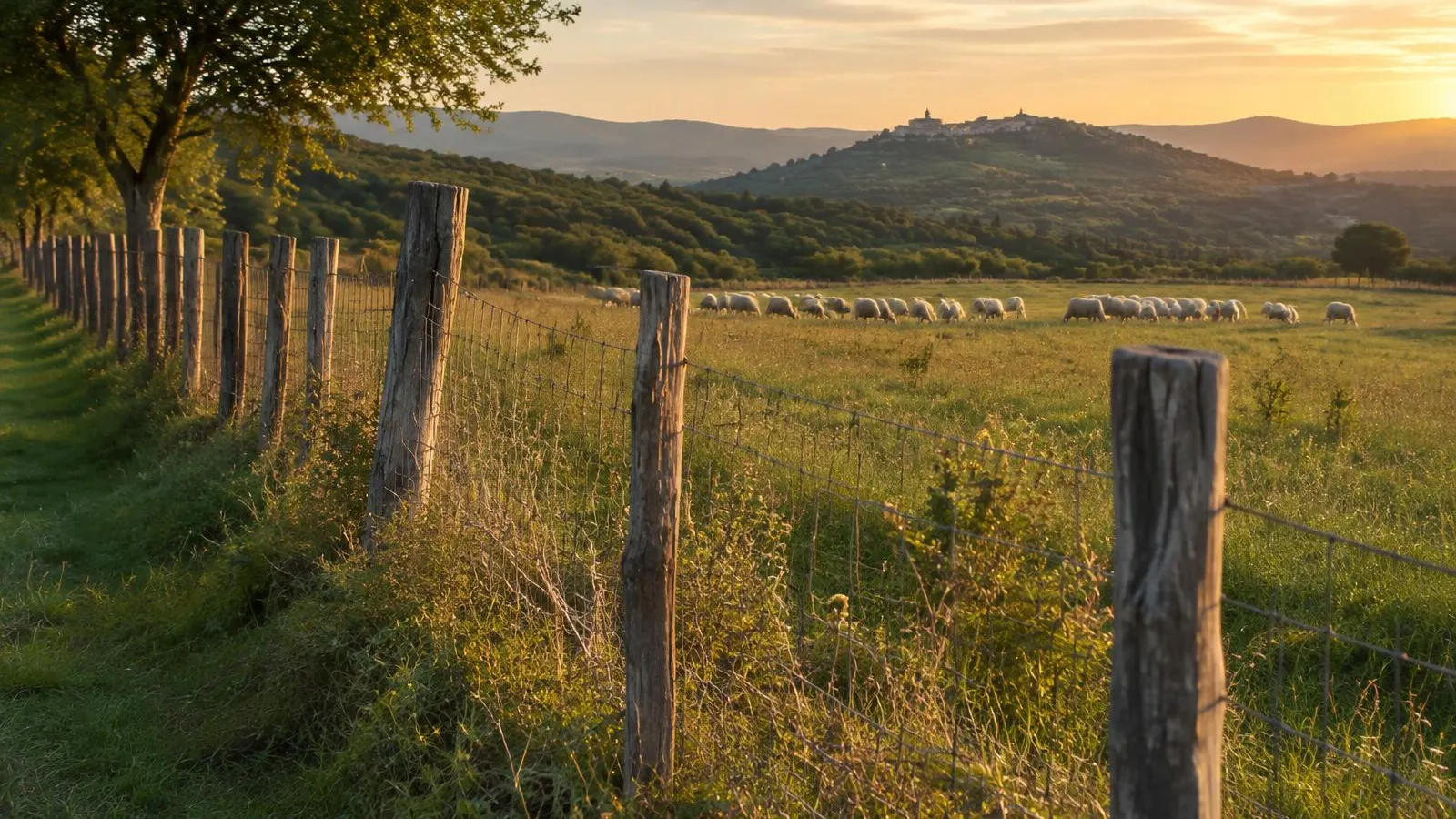 Clôture agricole à piquets bois pour ovins